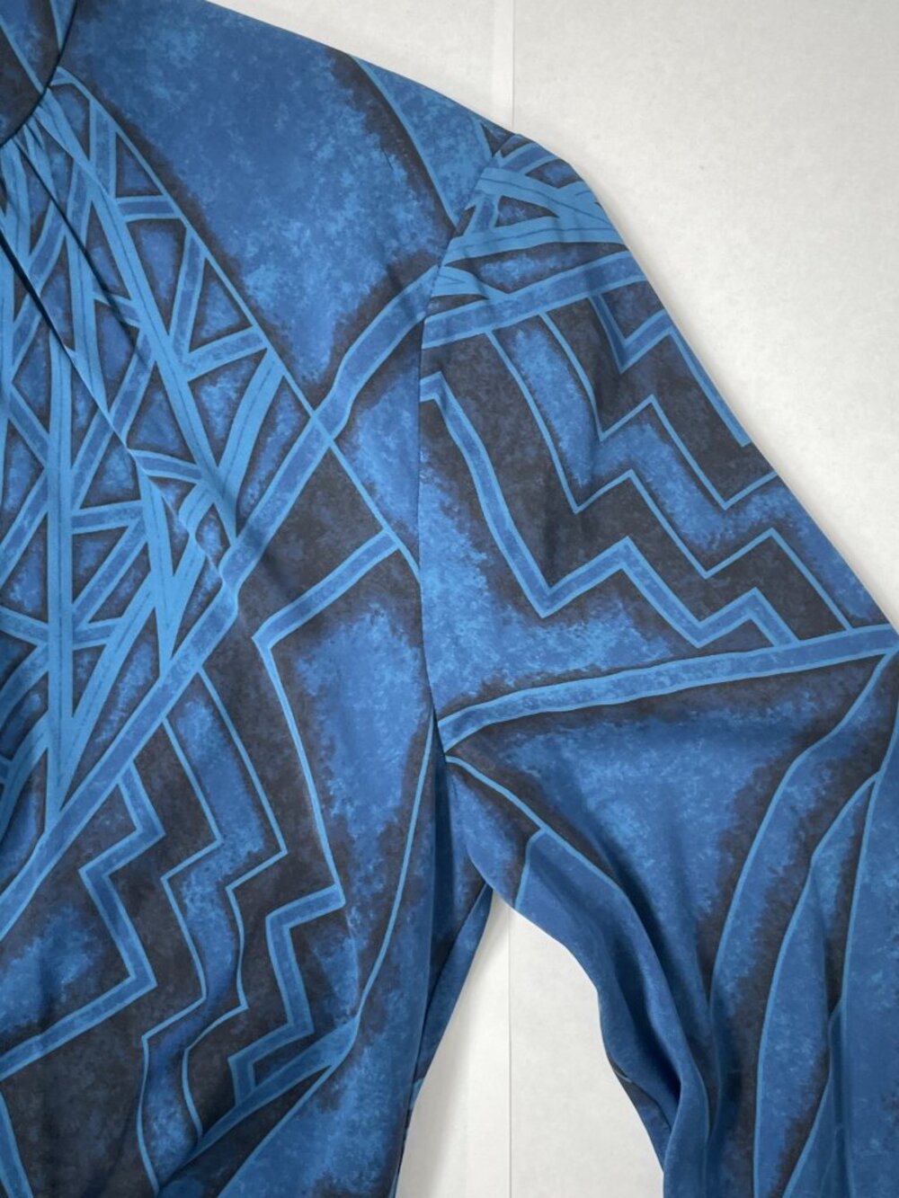 Emilio Pucci Blue Geometric Print Silk Ruched Mock Neck Mini Dress NWT 44 10 - Picture 7 of 16